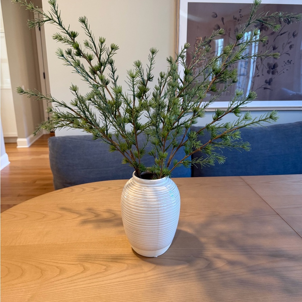 Studio McGee-  Christmas Greenery in cream ceramic vase
